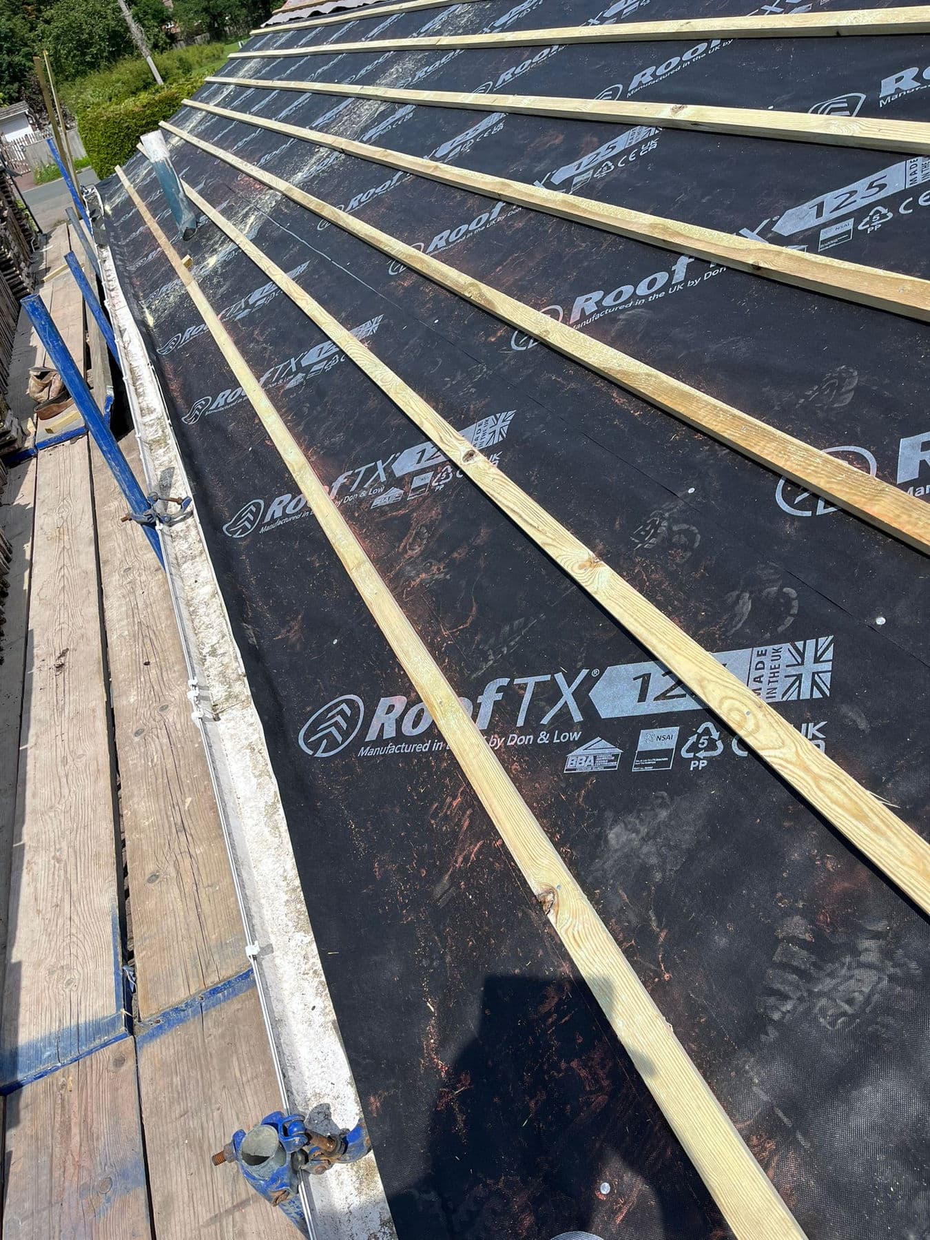 New treated battens laid over a breathable membrane