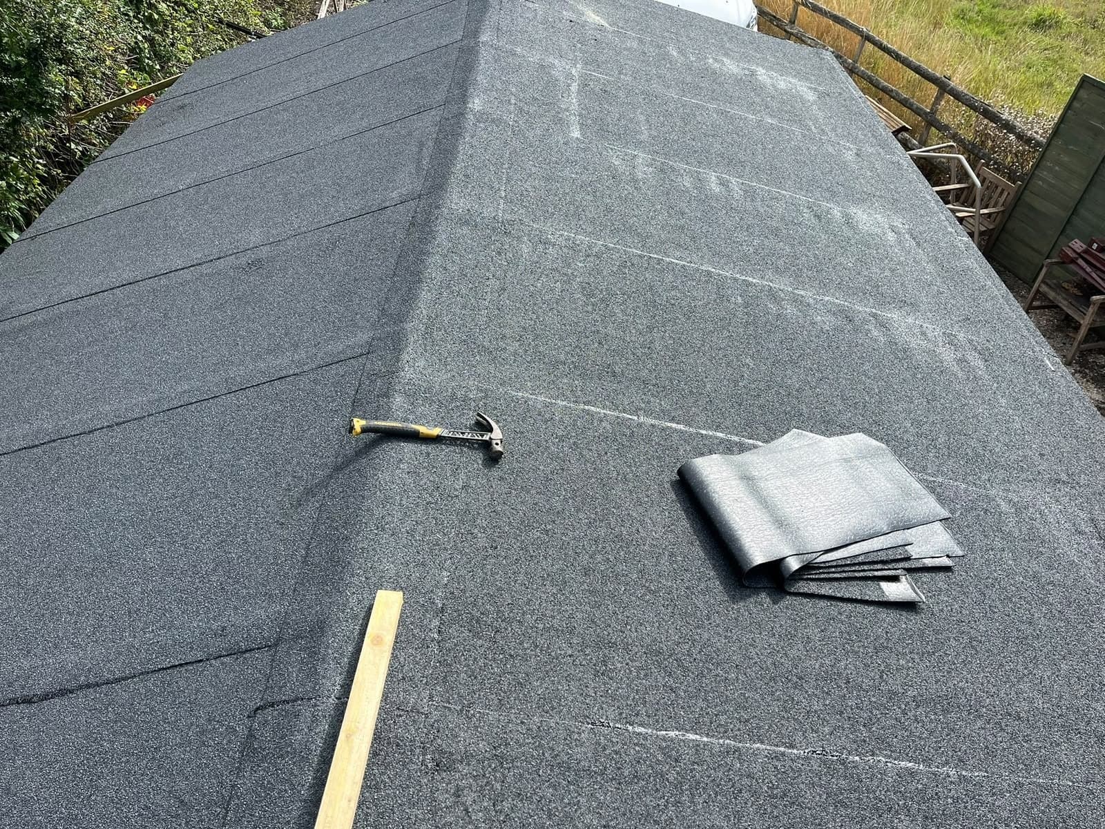 New felt flat roof, lead ready to dress in