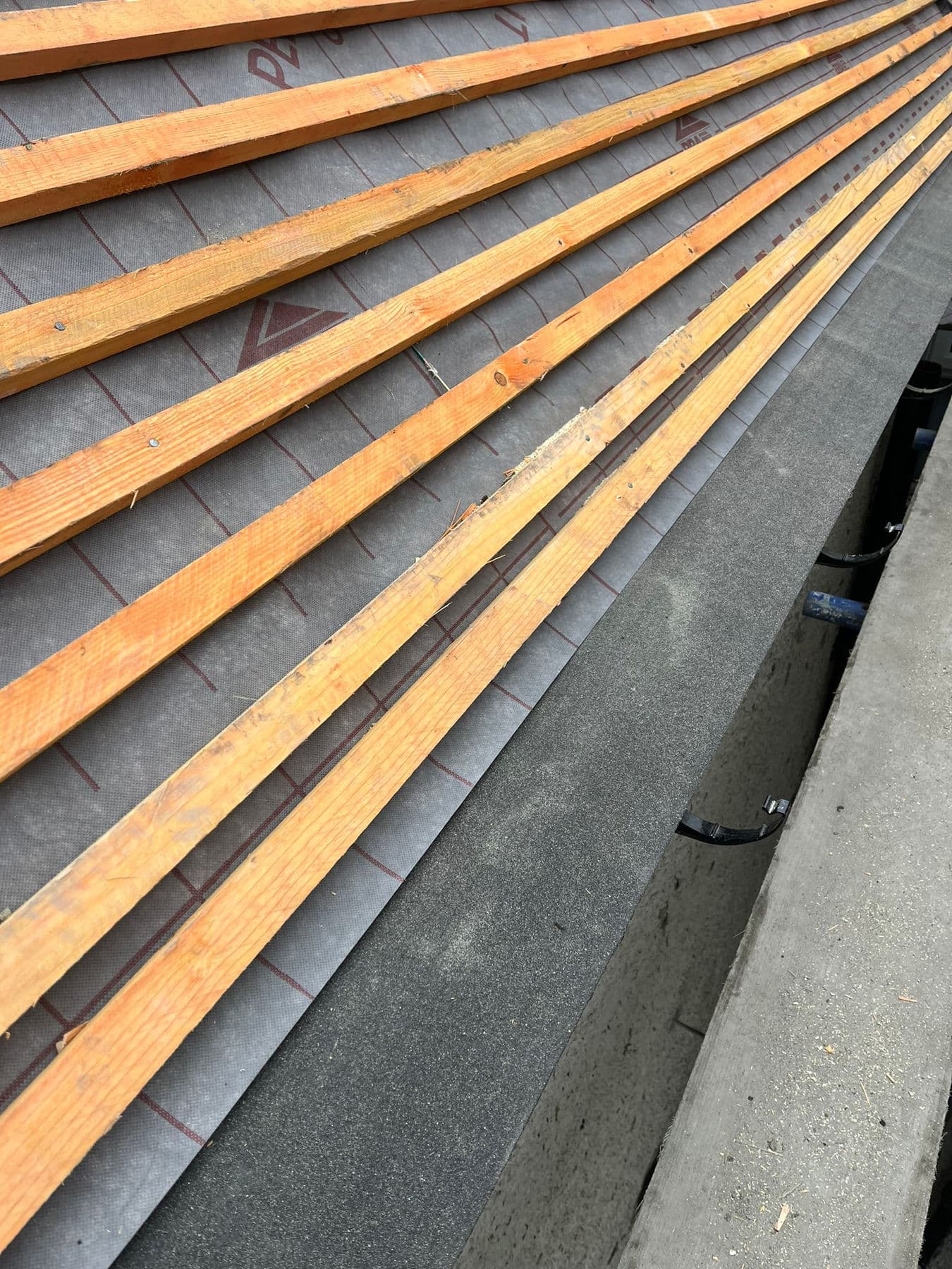 New treated battens laid
