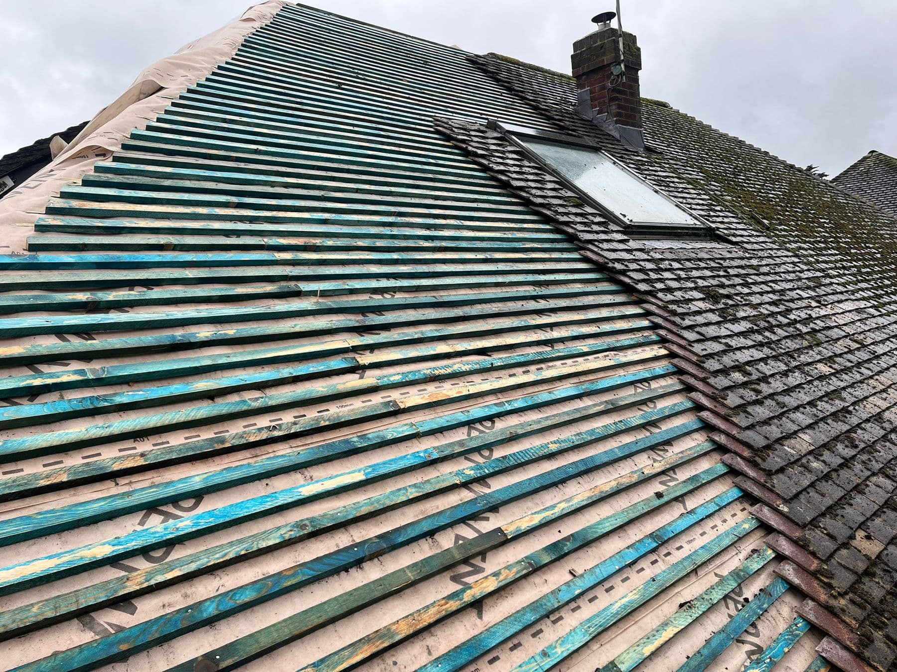 Old roof stripped back