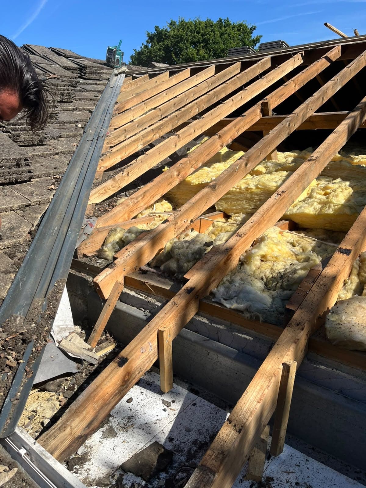 Roof stripped back to the rafters