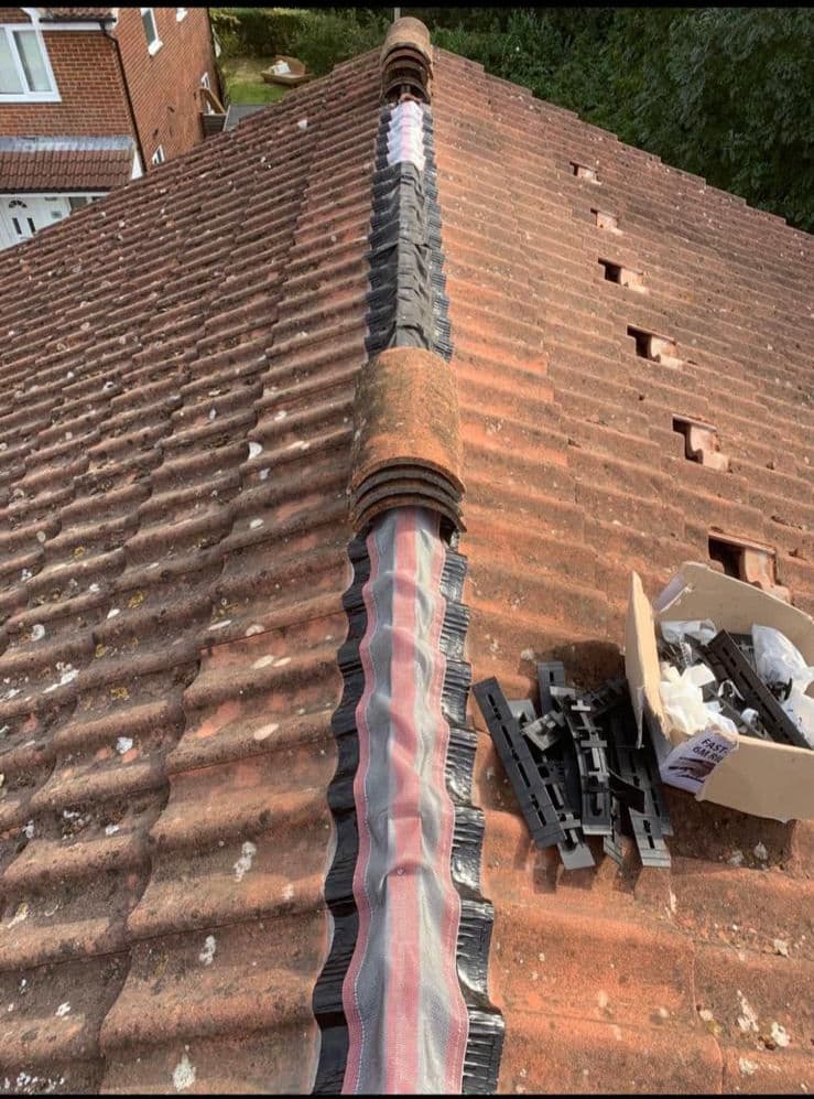 Slate roof in progress